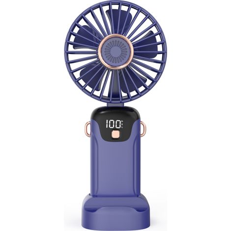Mini Ventilateur Écran LED – 5 Vitesses – Poignée Pliable – Maison/Bureau – Compact (1/5)