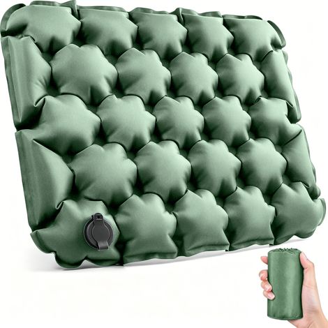 Coussin de siège gonflable, idéal pour le camping et les pique-niques, tapis résistant à l'humidité - vert (1/5)