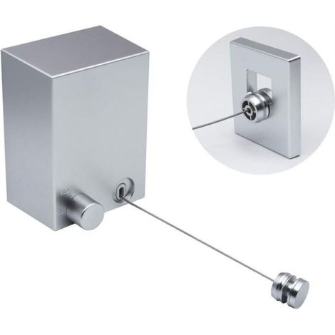 4,2 m lange, einteilige, einziehbare Wäscheleine für drinnen und draußen (Silber) – 8,1 x 11,6 x 5,9 cm (1/4)