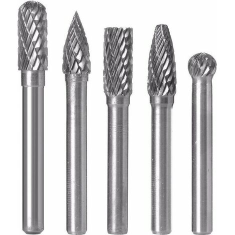 [JAMAIS UTILISÉ]Foret à métaux pour perceuse 5pcs Fraises rotatives en carbure de tungstène à double coupe, lime rotative à tige de 6  8 mm pour ponceuse à perceuse électrique, fraise rotative cylindr (1/5)