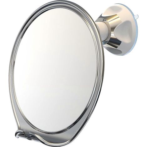 Miroir de rasage, miroir de douche avec porte-rasoir et ventouse puissante - Miroir incassable et antibuée pour la douche (chrome) (1/5)