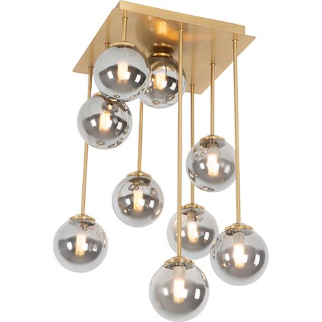 QAZQA Lampada da soffitto athens - Moderno - Vetro,Acciaio - Oro - Quadrato/Sfera G9 Max. 9 x 2.5 Watt