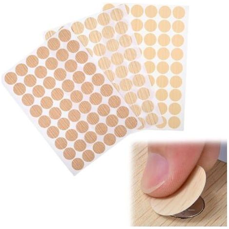 Screw Hole Stickers 3 Sheets of 21mm, Light Oak Wood Texture Adhesive Screw Hole Covers to Conceal Unsightly Screw Holes, 3PCS, Hole Cover (1/5)