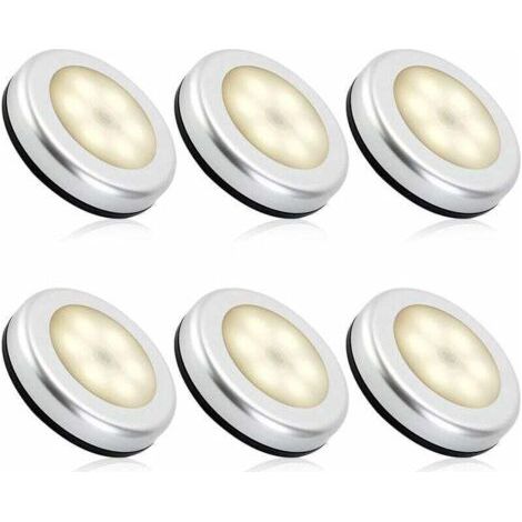 Veilleuse detecteur de mouvement intérieur,lampe led detecteur de mouvement pile pour escaliers, Eclairage LED Placard Armoire Couloir chambre enfant Auto ON / OFF 3M Adhésif (6pcs,blanche chau (1/4)