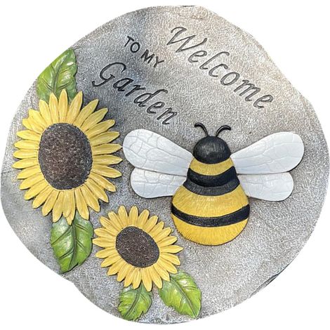 Pierre de Jardin Pavé Décorative Tournesol et Abeille Pierre de Pas Extérieure pour Patio Marchepied Design Original pour Allée et Cour Décor Jardin Unique et Facile à Installer (1/5)