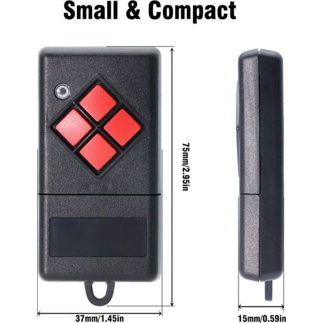 Lot de 2 télécommandes sans fil pour porte de garage - Compatible avec émetteur portatif Dicket MAHS40-01, MAHS40-04, 4 boutons, bouton rouge (1/3)