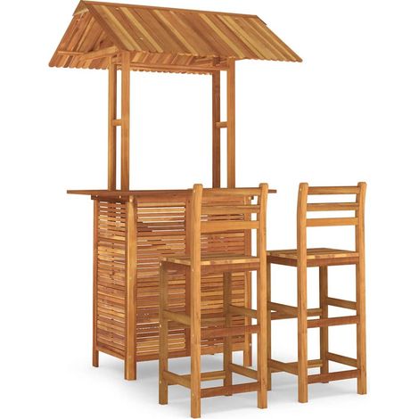 Maison Exclusive - Juego muebles de bar de jardín 3 piezas madera (1/5)