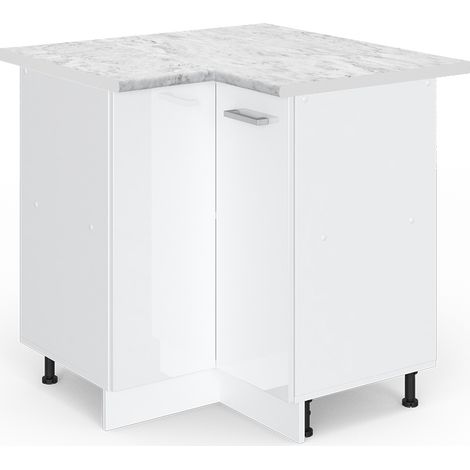 Meuble d'angle R-Line, Blanc Haute brillance, 75.6 cm , PT Marbre, Vicco