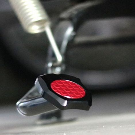 Erhältlich in einer Farbe: Schwarz und Rot. Material: Metall. Motorrad-Seitenständerhalterung mit Verlängerungsplatte und Seitenständerpedal. (1/4)