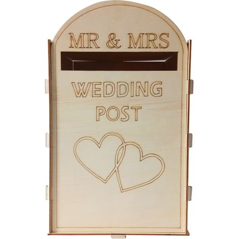 Boîte aux lettres de mariage en bois à faire soi-même avec serrure, boîte rustique creuse pour cartes cadeaux, idéale pour la réception, le jour du mariage et la fête. (1/5)