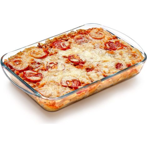 Plat à lasagnes rectangulaire en verre de 30 x 17,5 x 5,5 cm, d'une capacité de 1,6 litre. (1/5)
