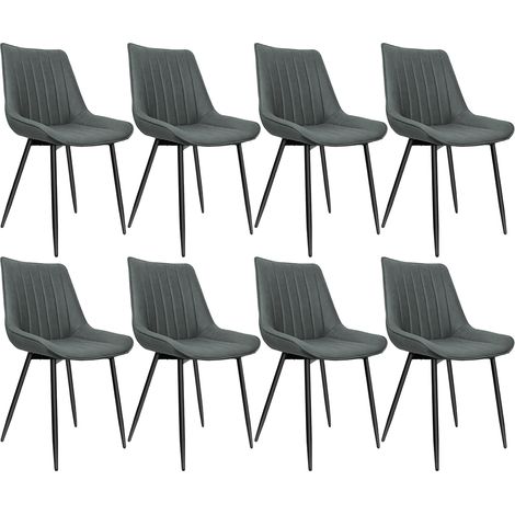 Aqrau Lot de 8 Chaise de Salle à Manger, Chaises de capitonnée, avec pieds en acier solide, Gris foncé (1/5)