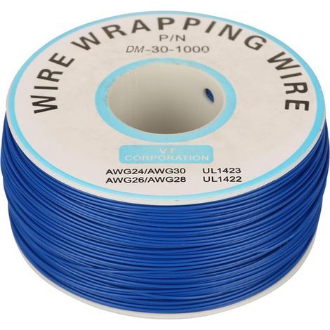 200m Rouleau de Câble Électrique 0.25mm 30AWG 80℃ Câble de Test Isolant PVC Fil Électrique en Cuivre Etamé à un Noyau pour Wrapping, Bleu (1/5)