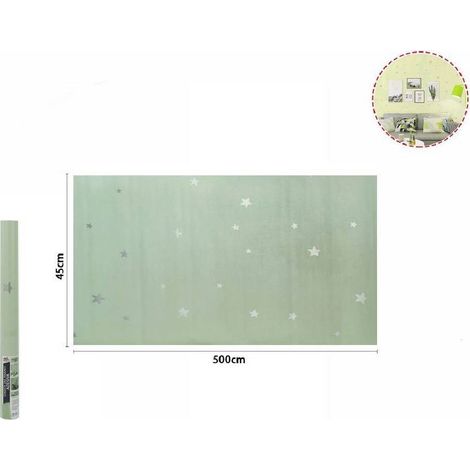 TrAdE Shop Traesio - Rotolo Pellicola Adesiva Verde Con Stelle 45cmx5mt Mobili Carta Da Parati 71133 -
