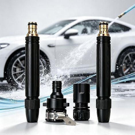 2 piècesBuse de jet haute pression pour tuyau d'arrosage, accessoire de pulvérisation haute pression pour le lavage de voiture, le nettoyage de terrasse, d'allée et de jardin. (1/5)