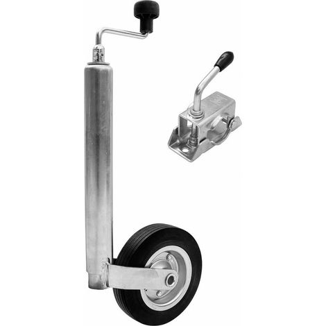 Monmobilierdesign – Roue jockey Winterhoff Ø 48 mm – Charge max 150 kg – Pneu anti-crevaison Ø 200 mm – Acier galvanisé – Collier de fixation inclus (1/5)