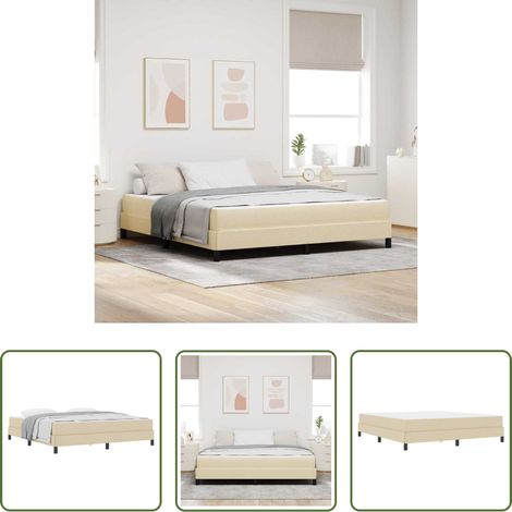 Matelas à ressorts -  Lit à ressorts avec matelas Crème 180 x 200 cm tissu (1/5)