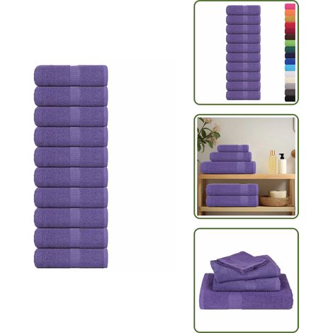 The Living Store Waschtücher FROGN 10 Stk. Lila 30x30 cm 360 g/m² - Baumwollhandtuch (1/5)