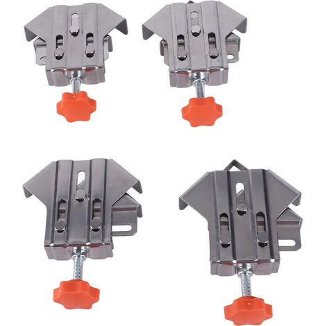 Lot de 4 étaux d'angle acier inoxydable ouverts fermés réglables 90° pour menuiserie (1/5)