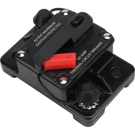 Disjoncteur en ligne réarmable 12 V 30 A/40 A/60 A pour système audio de voiture, fusible à réarmement automatique (60 A) (1/5)