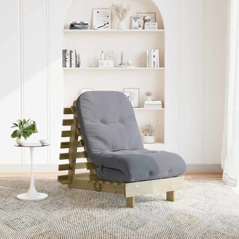 Futon Schlafsofa mit Matratze 60x206x11 Kiefernholz Imprägniert