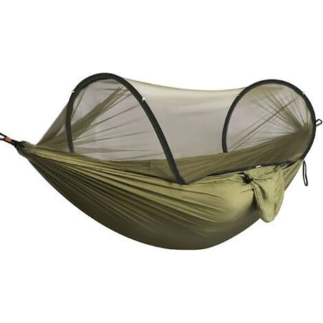 Hammock with mosquito net, 300 kg load capacity, quick-drying, ultra-light, with 2 carabiners, 2 sturdy straps, green (1/5)