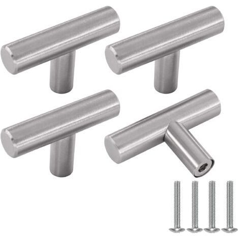 Poignée Meuble, Argent Boutons de Portes Pour Placards en Acier Inoxydable 4 Pièces Bouton de Meuble Cuisine Vintage avec Vis pour Commode, Armoire (1/5)