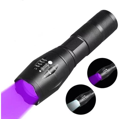 Linterna telescópica de alta potencia, fabricada en aleación de aluminio, con luz LED UV pilas no incluidas. (1/5)