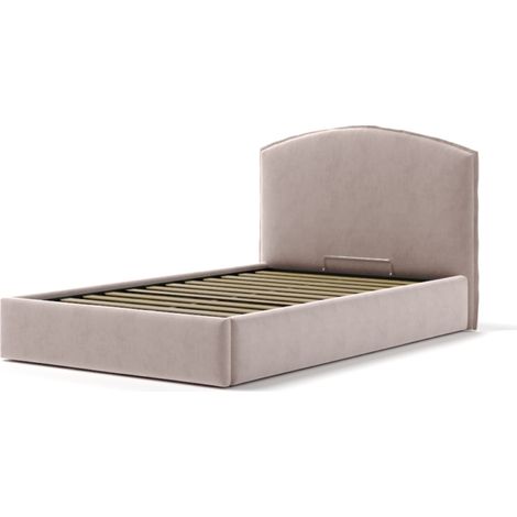 letto piazza e mezza contenitore "moon" in tessuto rosa 120x190 cm