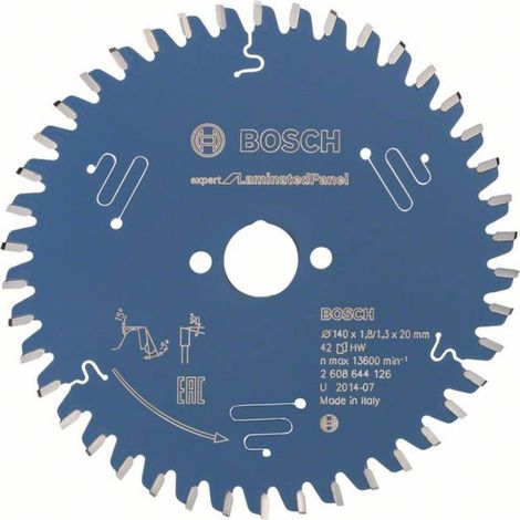 Bosch – Lame de scie circulaire 140 mm – Alésage 20 mm – Épaisseur 1.3 mm – Nombre de dents 42 – Pour stratifié et panneaux composites