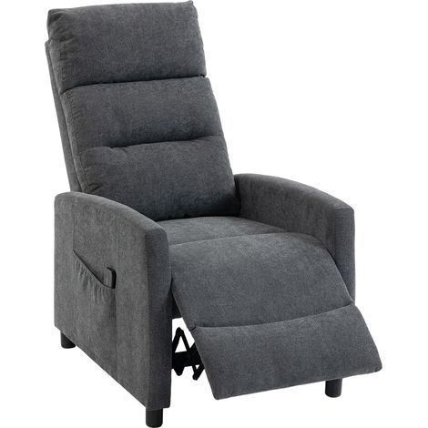 HOMCOM Poltrona Massaggiante Reclinabile Manuale 160° in Ciniglia, Grigio Scuro