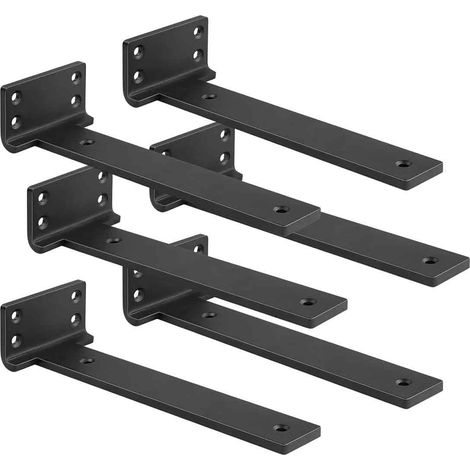 6er-Pack Wandregalträger, 15 cm robuste Industrieregalträger, schwarze L-förmige Metallträger zur Regalunterstützung (1/5)