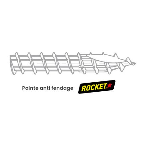 Rocket – Mallette de 2250 vis à bois tête fraisée Torx zinguées – Ø 3,5 x 16 = 400 pièces, Ø 4,5 x 45/30 = 130 pièces – Vissage rapide, anti-fendage