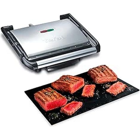 Tefal GC241D12 Grill carne e panini multifunzione, 2000 Watt da riporre in verticale, Nero/Argento