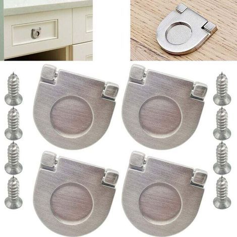 Lot de 4 poignées invisibles en acier inoxydable, accessoires pour tiroirs, armoires, armoires - Avec vis (35 mm), poignées pour meubles de cuisine, tiroirs, chambres à coucher (1/3)