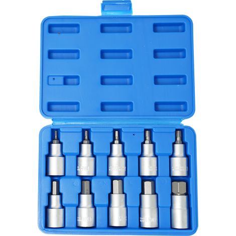 Dapetz Hex Bit Socket Set, 10-Piece 1/2" Drive, H4-H19mm Chrome Vanadium Steel Allen Key Socket Kit, for Torque Wrench, Ratchet Wrench (1/5)