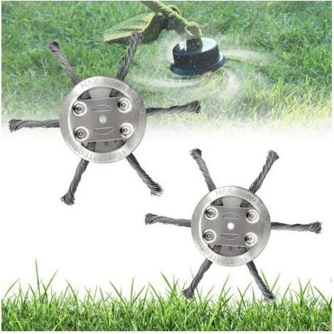 2er-Pack Stahldraht-Rasentrimmerbürsten für Rasentrimmer und Freischneider, Freischneiderzubehör, 5 mm Bohrung, akkubetriebene Unkrautbürste, Rasentrimmer (1/5)