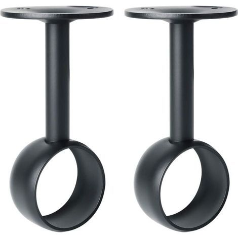 Gardinenstangenhalterungen aus mattschwarzem Edelstahl – 32 mm Durchmesser – 2er-Pack – Feuchtigkeitsbeständig für Kleiderschränke und Balkone (1/4)
