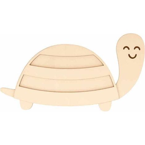 Silhouette en bois 22,5 x 12,3 cm - Tortue et carapace à lignes (1/2)