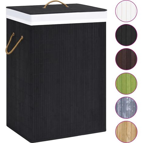 Maison Exclusive - Bambus-Wäschekorb mit 2 Fächern Schwarz 72 L (1/5)