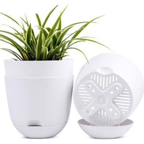 Pots de Fleurs à arrosage Automatique intérieur et extérieur Blanc 13 cm(3pcs) (1/5)