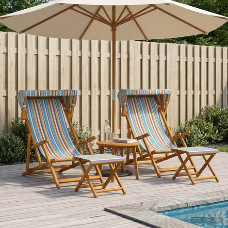 vidaXL Liegestuhl 4 pcs 3 Position Massives Eukalyptus Holz Mehrfarbig (1/5)