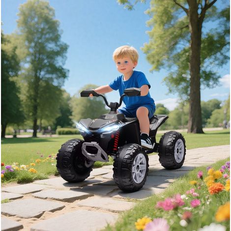 Quad électrique enfant 24 V, 2 places, 6,5 km/h, avec phares, USB et MP3, noir HAVRYA (1/3)