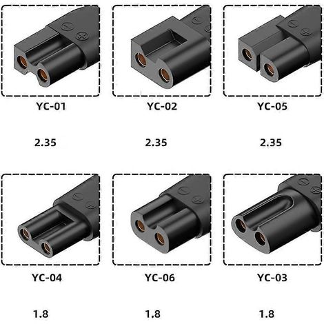 Lot de 6 adaptateurs secteur de type C pour tondeuse à cheveux, rasoir et rasoir électrique. (1/3)