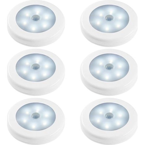 Lampes de Nuit Détecteur de Mouvement, Lot de 6 Action Activée Capteur de Luminosité LED Lumières dans Obscurité pour Chambre à Coucher Toilette Cuisine Couloir Placard Armoire Escalier [Classe énergé (1/5)