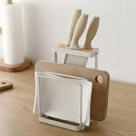 Porte-couteaux et planche à découper multifonctionnel, bloc de rangement pour couteaux et couvercles de casseroles, accessoires de cuisine (1/5)