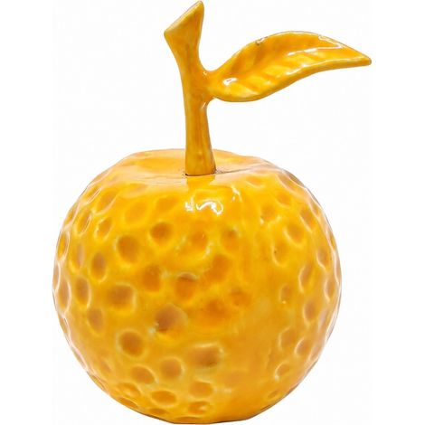 Manzana decorativa de aluminio amarillo mostaza 13 cm (1/5)