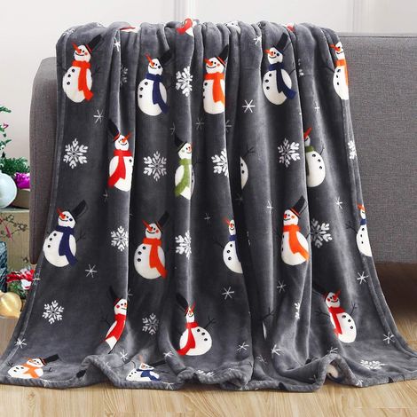 Plaid De Noël - En Polyester - 70 x 100 cm - Gris - Pour Salon Chambre Étude - Décoration Festive Et Cadeau - 1 Pièce (1/5)