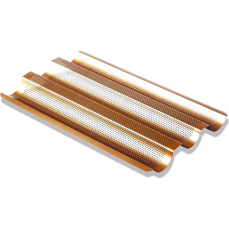 Plaque de cuisson anti-adhésive en acier carbone perforée pour baguette française (1/5)
