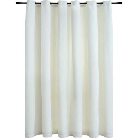 Rideaux occultants à anneaux métalliques, velours beige, 290 x 245 cm (1/5)